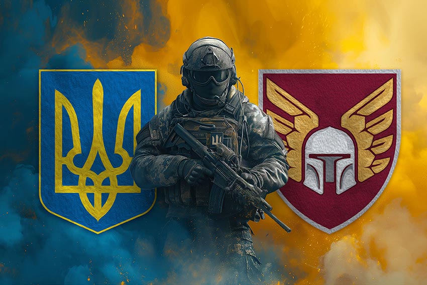 prapor 46 oaembr dshv zsu voin z herbom ukrainy ta pidrozdilu jpg