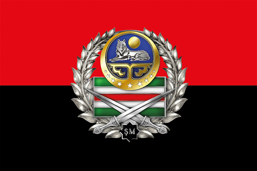 prapor chechenskoho myrotvorchoho batalionu imeni sheikha mansura uda zsu chervono chornyi jpg