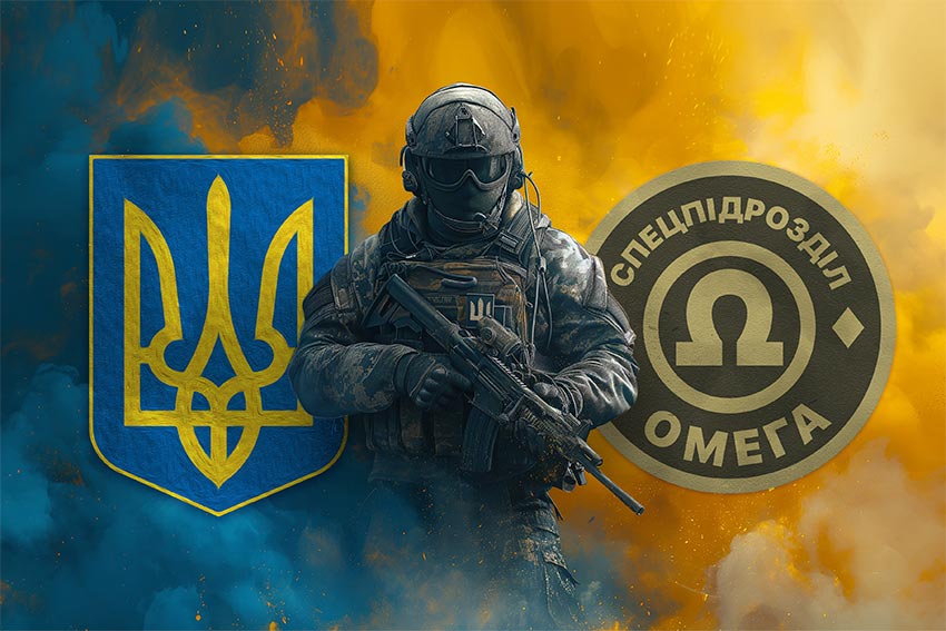 prapor zahonu spetspryznachennia omeha nhu voin z herbom ukrainy ta pidrozdilu jpg